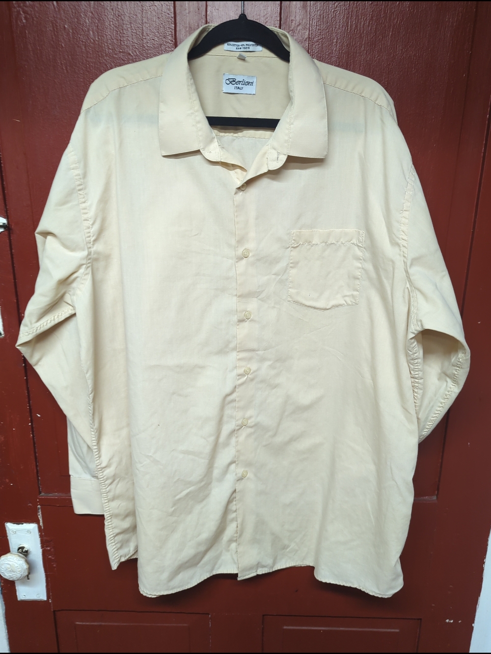 Men's Big And Tall Cream Long-Sleeve Dress Shirt